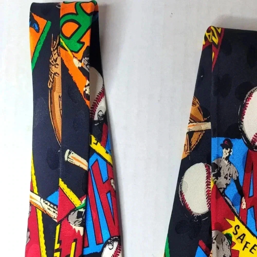 ROSSETTI Alk Star Baseball Comic Book Tie Men's Necktie Vintage